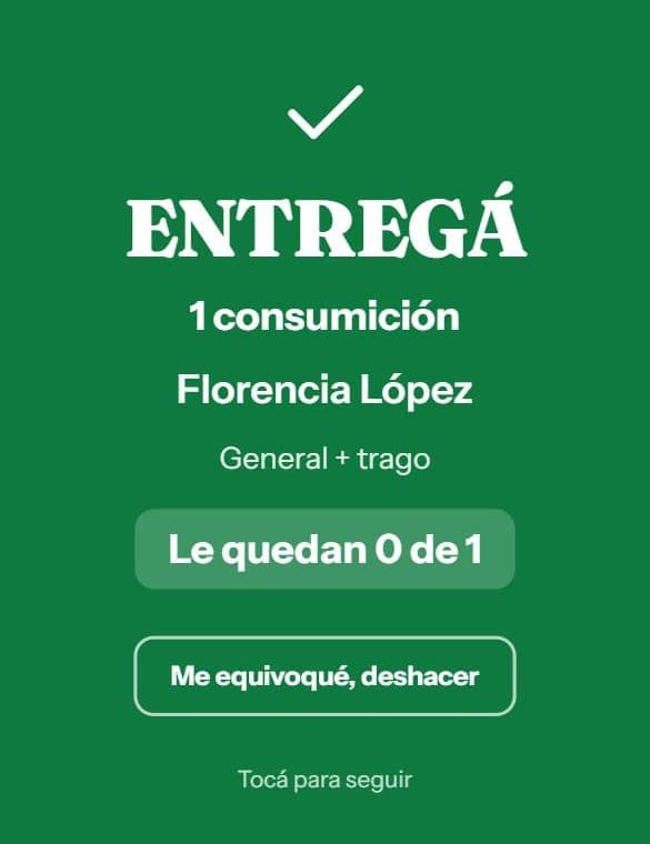 La barra indicando entregar una consumición