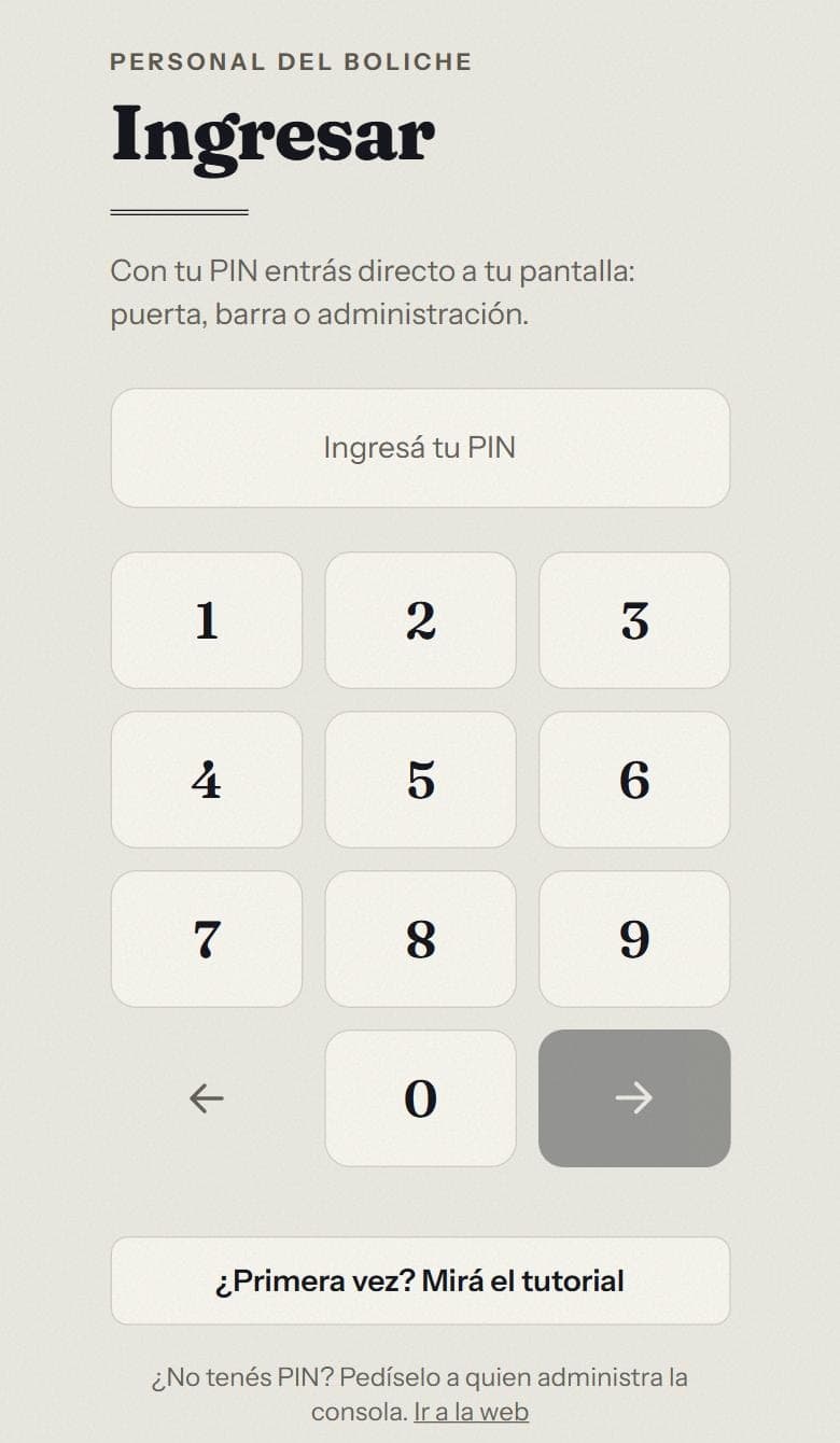 La pantalla para ingresar con el PIN