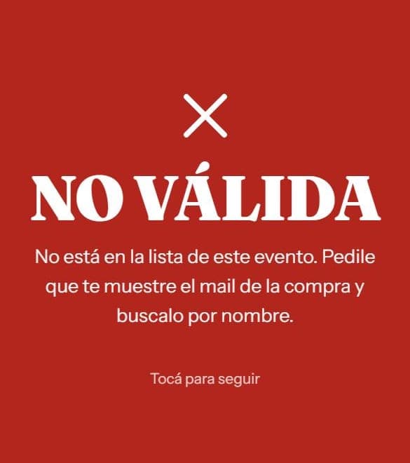 Cartel rojo: NO VÁLIDA