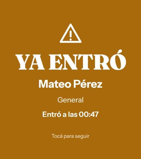 Cartel ámbar: YA ENTRÓ